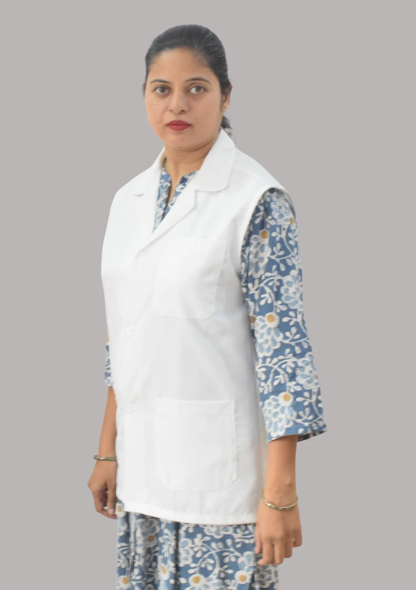 Alpha Lab Coat-Female-Sleeveless-White - Image 3