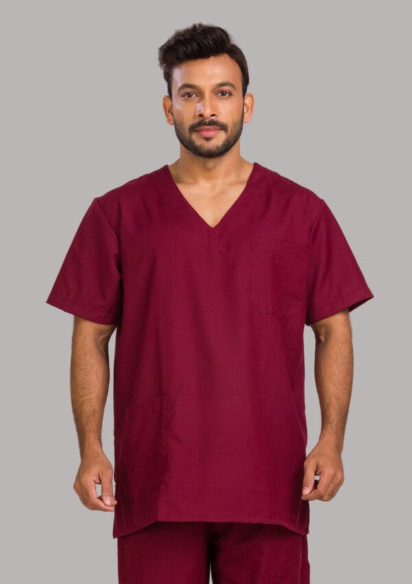 Unisex Scrub Dress-Maroon