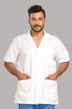 RightCare Lab Coat-Male-Half Sleeves-White