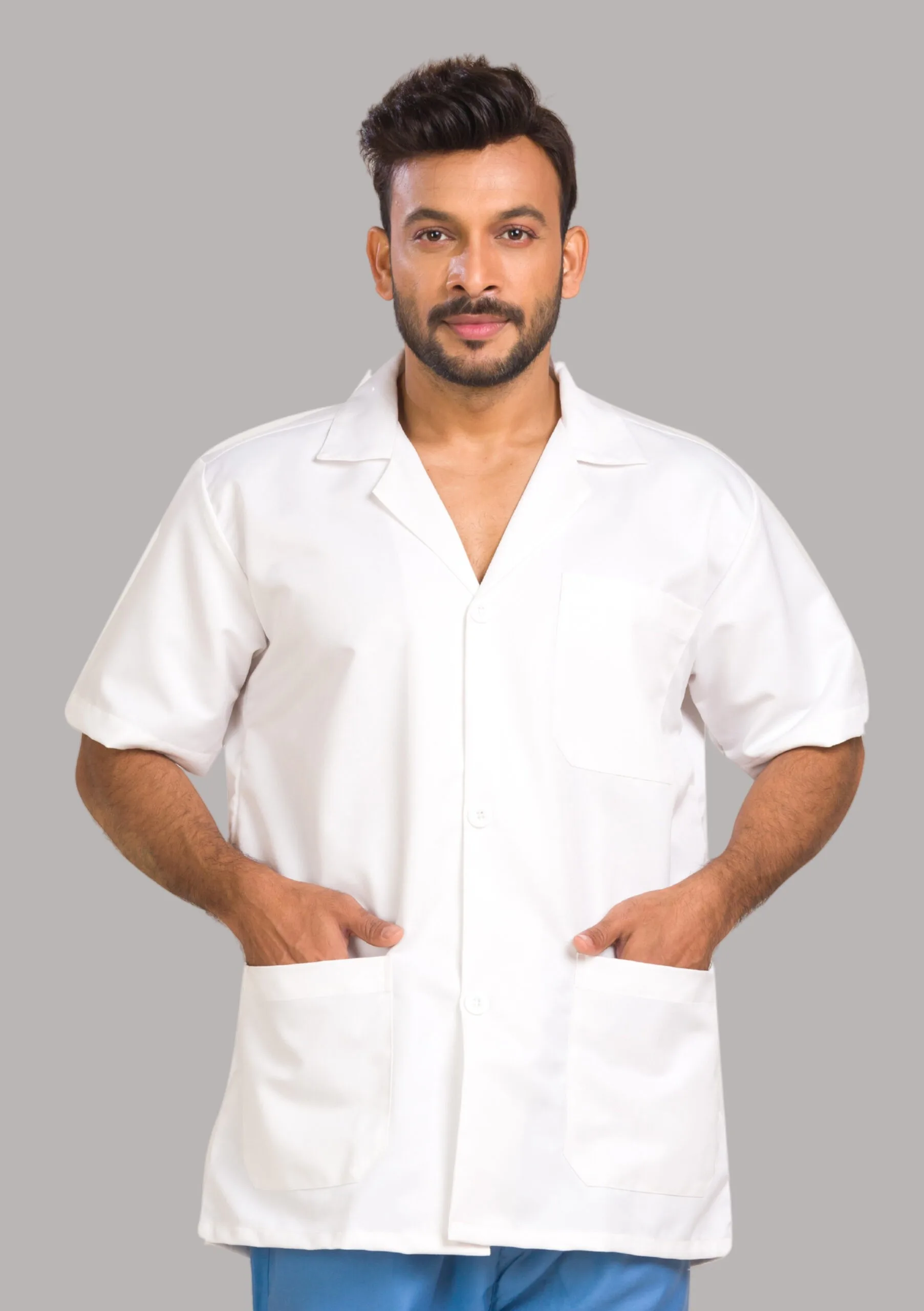 RightCare Lab Coat-Male-Half Sleeves-White