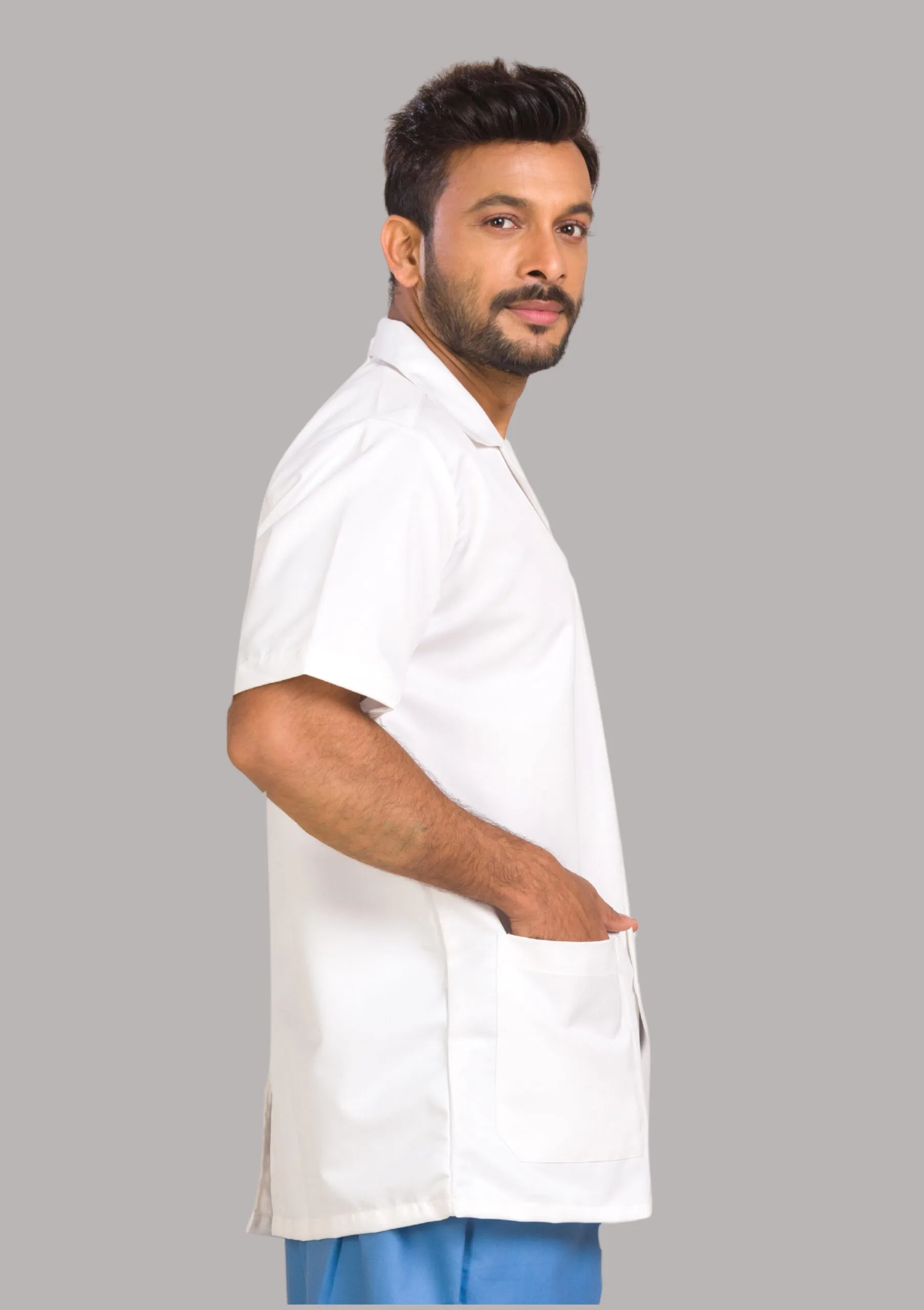 RightCare Lab Coat-Male-Half Sleeves-White - Image 3