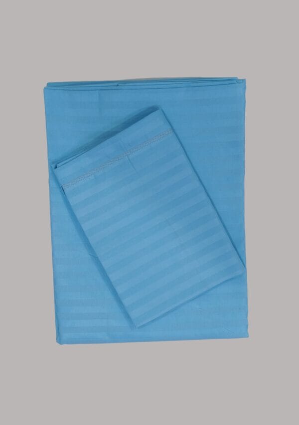 Sigma Bed Sheet with Pillow Cover Stripes Sky blue