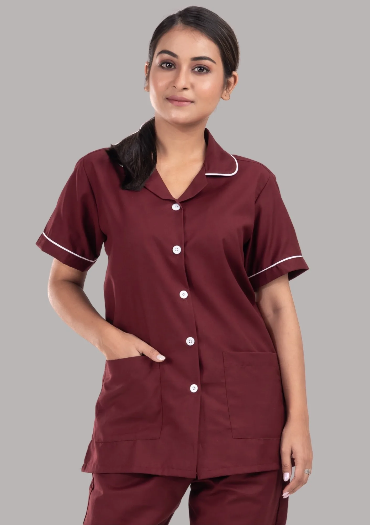 Nurse Uniform Maroon | Comfortable & Breathable Fit
