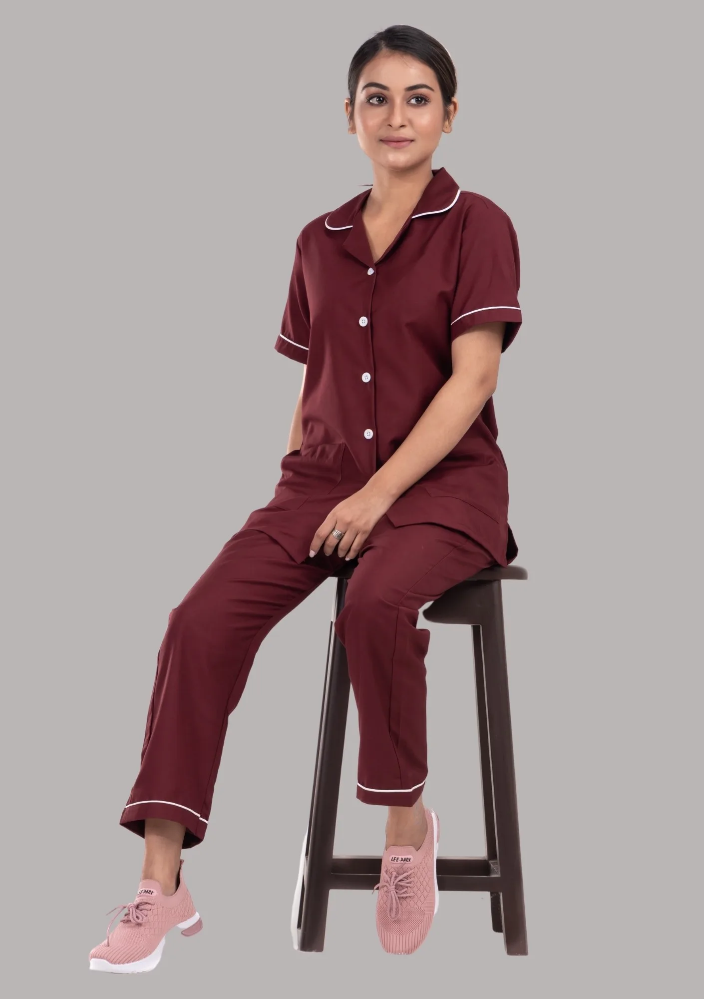 Nurse Uniform-Maroon - Image 2