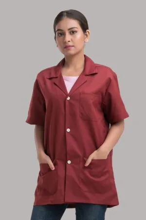 Sigma Lab Coat-Unisex-Half Sleeves- Maroon