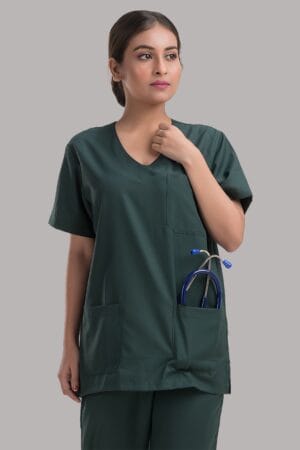 Unisex Scrub Dress-Bottle Green