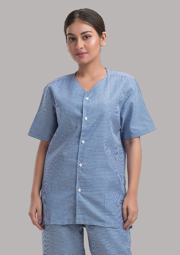 Patient Dress-Shirt and Pant Pattern-Checks-Sky Blue