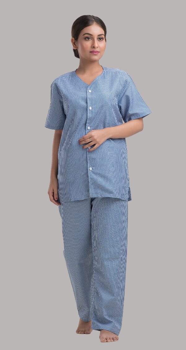 Patient Dress-Shirt and Pant Pattern-Checks-Sky Blue - Image 3