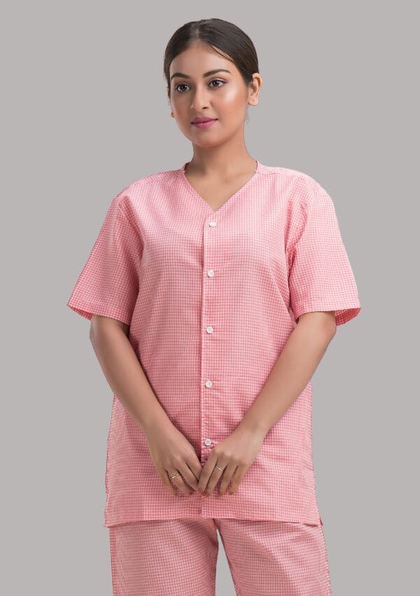Patient Dress-Shirt and Pant Pattern-Checks-Pink