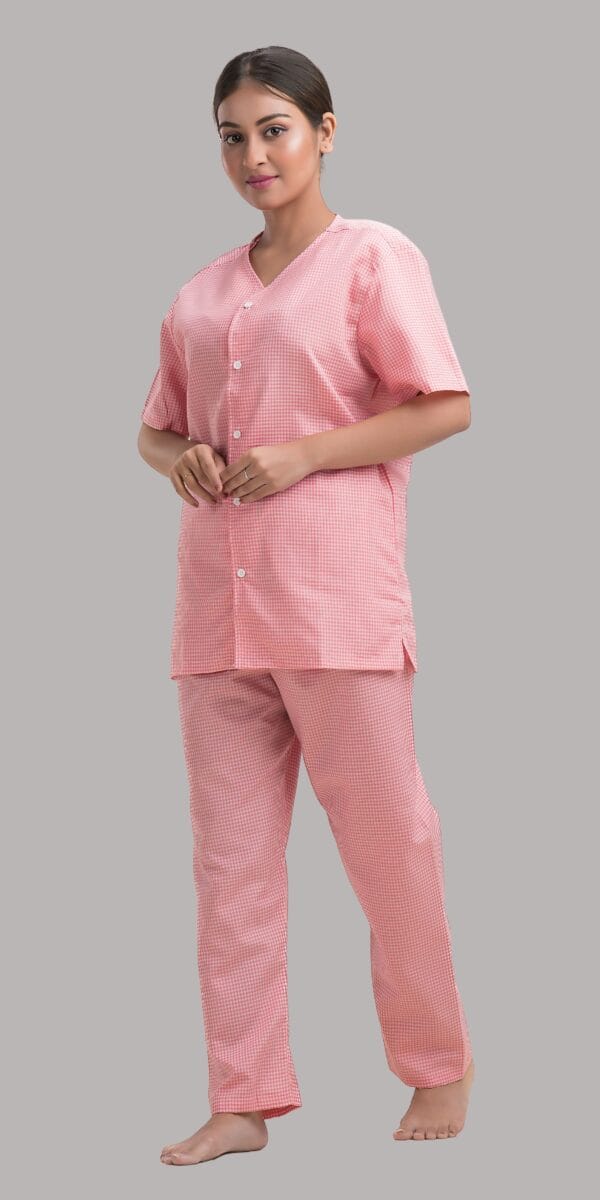 Patient Dress-Shirt and Pant Pattern-Checks-Pink - Image 4