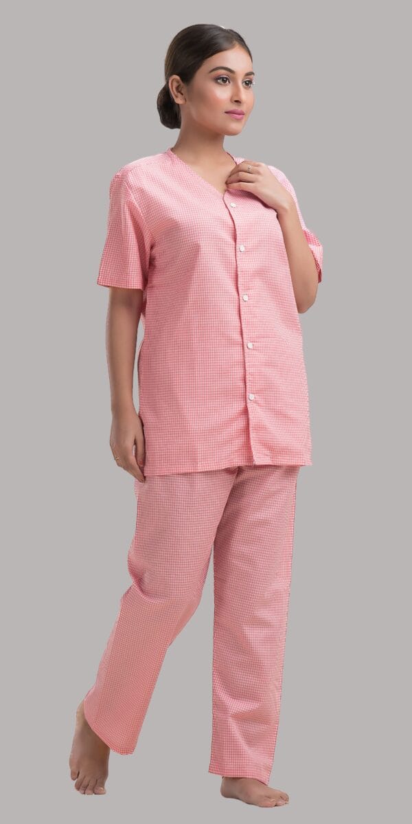 Patient Dress-Shirt and Pant Pattern-Checks-Pink - Image 5