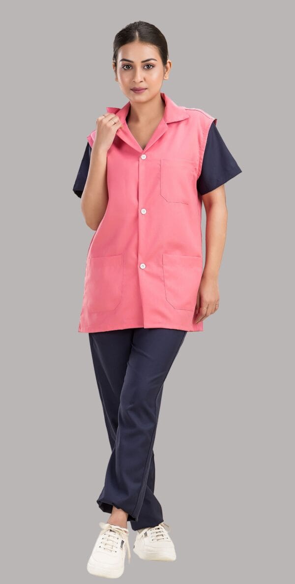 Sigma Lab Coat-Unisex-Sleeve-Less- Pink - Image 2