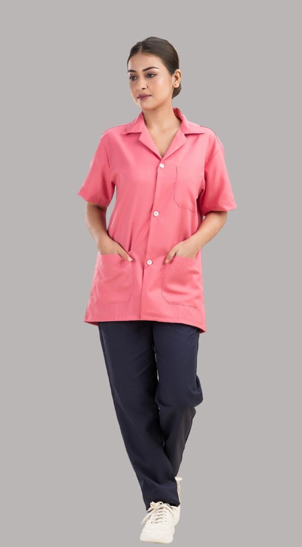 Sigma Lab Coat-Unisex-Half Sleeves- Pink - Image 2
