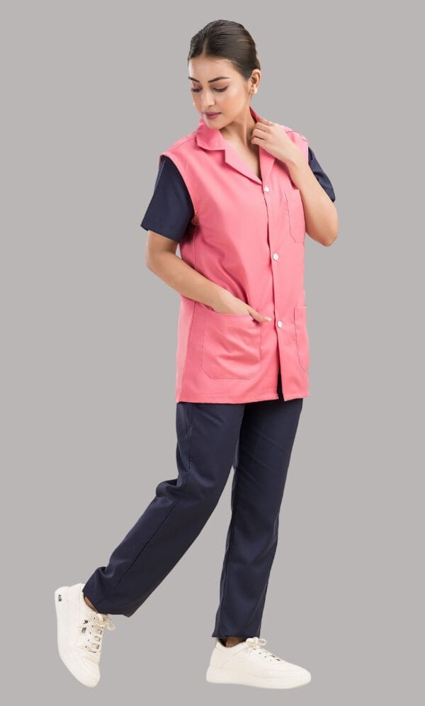 Sigma Lab Coat-Unisex-Sleeve-Less- Pink - Image 3