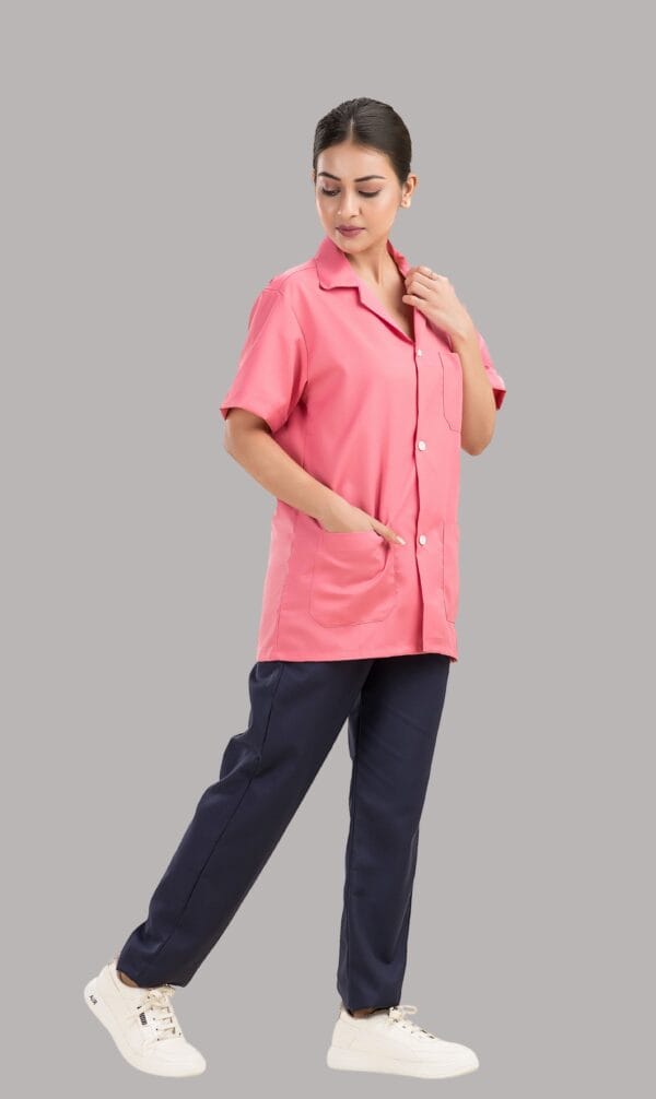 Sigma Lab Coat-Unisex-Half Sleeves- Pink - Image 3
