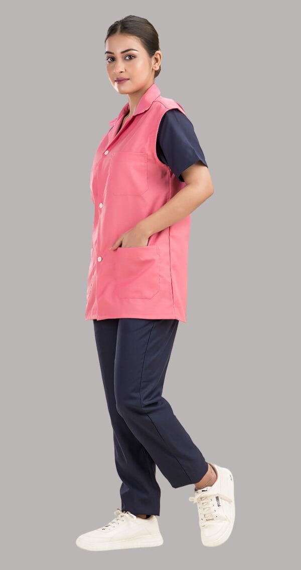 Sigma Lab Coat-Unisex-Sleeve-Less- Pink - Image 4