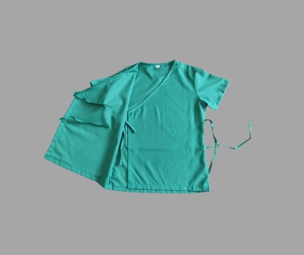 Paediatric Patient Gown-Front Open Overlap-Plain-Green - Image 2