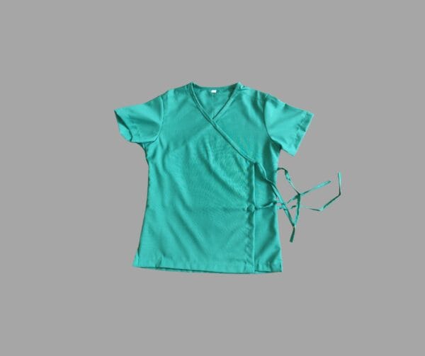 Paediatric Patient Gown-Front Open Overlap-Plain-Green