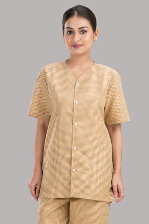 Patient Dress-Shirt and Pant Pattern-Checks-Brown
